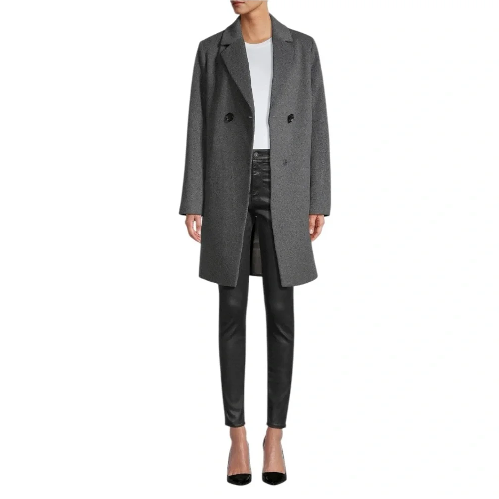 NWT Sam Edelman Women’s Wool Blend Double-Breasted Cutaway Coat Fall Winter Warm